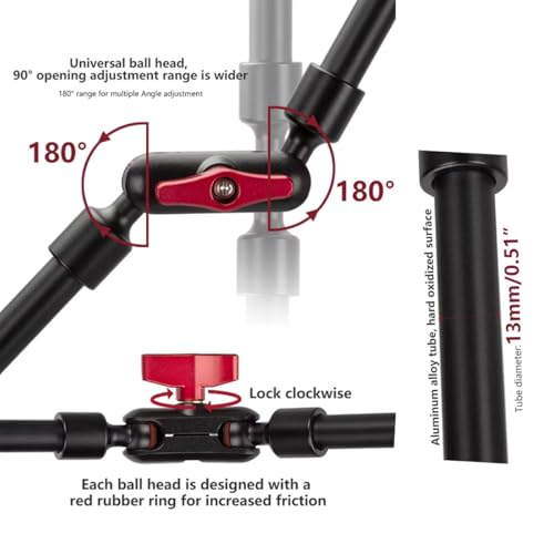 Image of PHOTOMAX Magic Arm with Super Clamp & Phone Holder, Adjustable Articulating Camera Mount Arm with 360 Rotation, 1 /4 inch & 3 /8 inch Thread for Monitor, LED Light, (31 inch Magic arm with Super clamp)