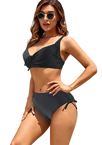 Bikini Mujer JFAN - Bañador Push Up Cintura Alta, Control Abdomen, Tirantes Ajustables, Material Poliéster/Spandex