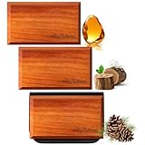 Vetuslumen Car Air Freshener - 3 Pack (Amber-Teak-Pine) Wooden Air Freshener, Natural Essential Oil Scents, Car Accessories for Women, Smell Good Premium Automotive Gift Set - Metal Clip Included