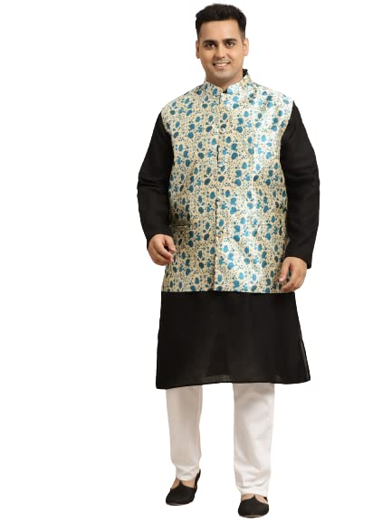 Image of SOJANYA (Since 1958, Men's Silk Blend Grey Kurta Pyjama & Silk Blend Jacket Combo