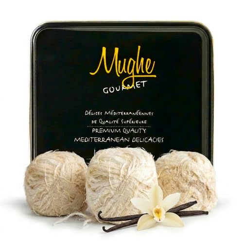 Image of Mughe Gourmet Turkish Cotton Candy Pismaniye Sweet (12 Fluffs) - Divine Halva Candy Gift Box - Exquisite Confectionery Pishmaniye - Authentic Floss Halvah - Perfect Gifts for Him & Her