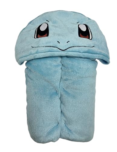 Homadict – Plaid à Capuche Pokémon – Carapuce - 120x150cm – Doux & Confortable - Licence Officielle, Bleu