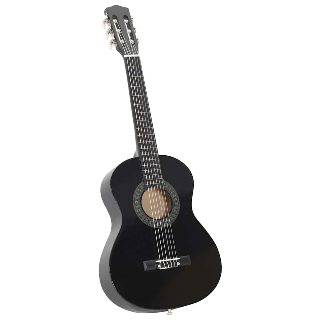vidaXL Set Chitarra Classica per Principianti 8 pz Strumenti Musicali Chitarra Acustica Giochi Musicali Prodotti per Fare Musica Nera 1/2 34"