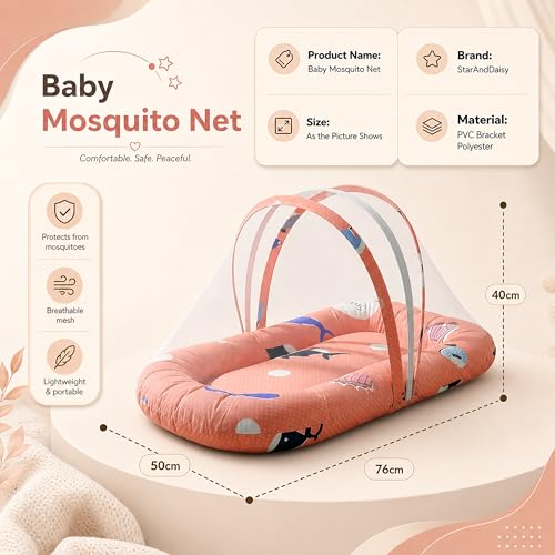 Image of StarAndDaisy 3-in-1 Baby Nest with Mosquito Net, Soft Baby Bedding Set and Sleeping Mattress, Portable Travel Bed, Comfortable Baby Lounger for Newborn Boys and Girls