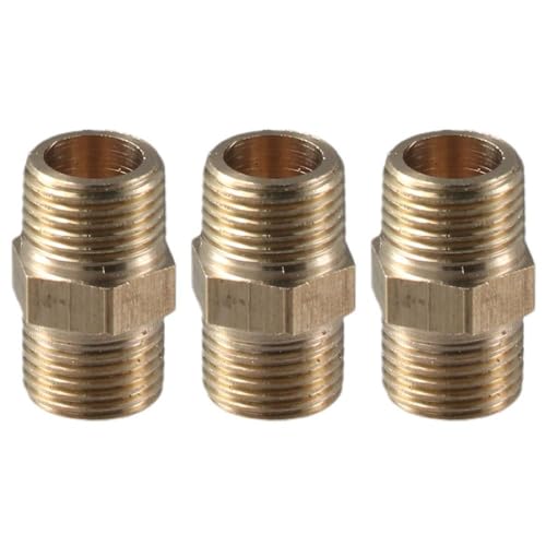SHUATI Sanitary Fittings,Pipe Fitting 3pcs Brass Pipe Fitting Hex Nipple,Double Outer Filament Adapter Nipple 1/8 BSP Male X 1/8 BSP Male Thread Connector