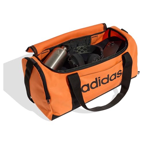 Image of adidas Unisex Essentials Linear Duffel Bag, Pure Orange /Black, One Size