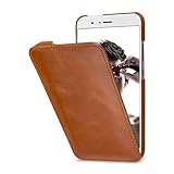 STILGUT Leder-Hülle kompatibel mit Huawei Honor 8 Pro vertikales Flip-Hülle, Cognac