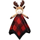 Gicoherero Moose Baby Lovey Security Blanket Unisex Baby Snuggly Buffalo Plaid Animal Face Soft Bedding Sleeping Plush Kids Newborn Nursery Baby Shower Blanket Lumberjack Gift Ideas