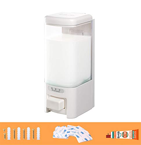 Dispensador de Ducha Cuutiik, dispensador de jabón, Montaje en Pared, Mano, para desinfectante, champú para el hogar, Gel de Ducha, Botella detergente, Blanco, plástico Transparente Cover