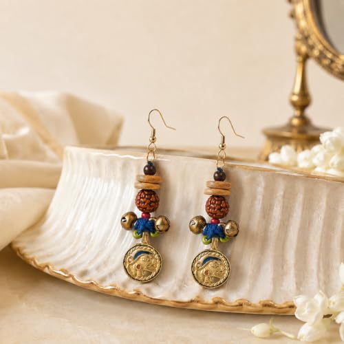 Image of Royal Queen & Empress Handcrafted Tribal Dhokra Earrings Collection for Women - Statement Ethnic Designs in Multiple Colours
