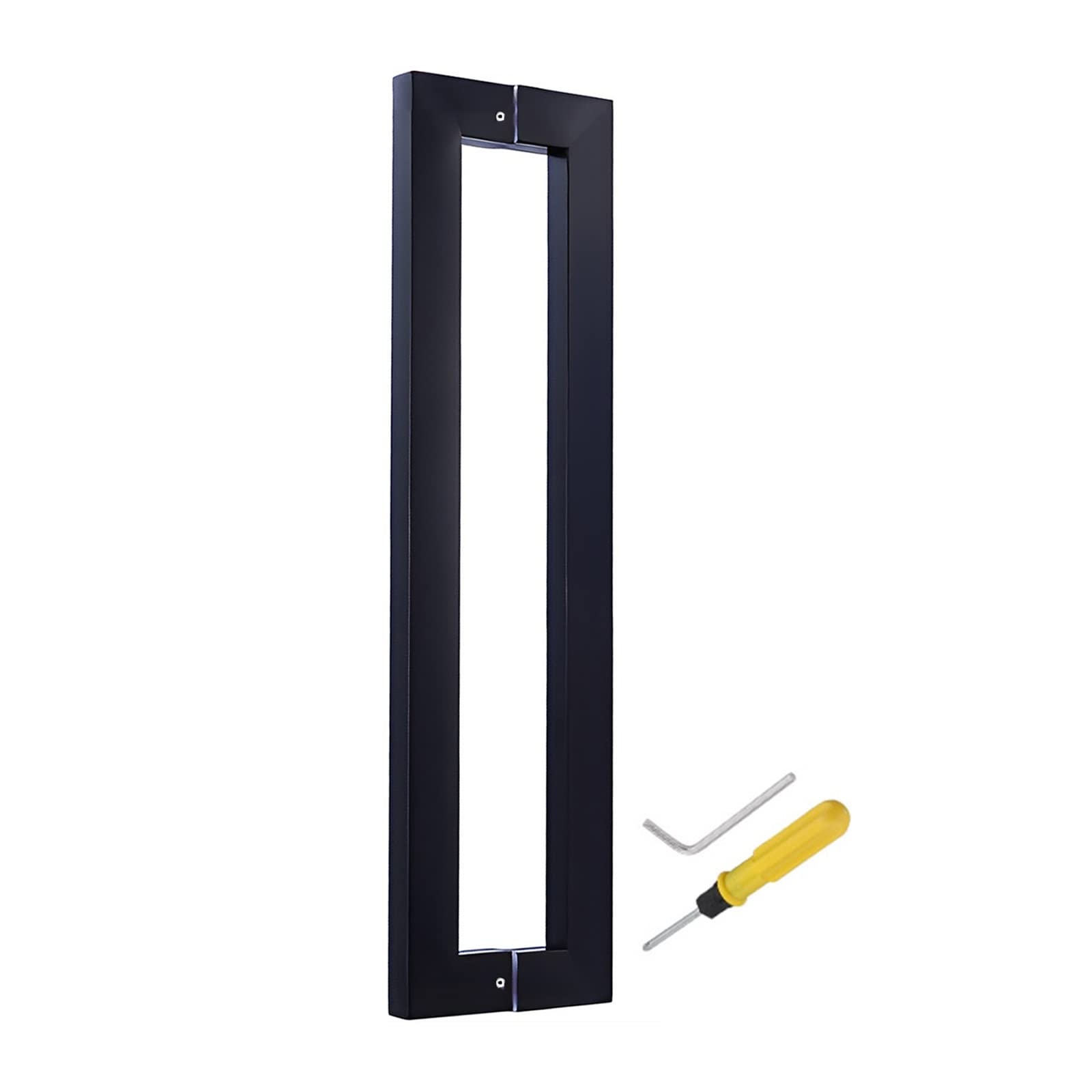 Square Door Pull Handle Brushed Nickel,Barn Door Handles Black, Exterior Interior Barn Door Handles Double Sided, Shower Sliding Door Hardware(Length 60cm(24inch))