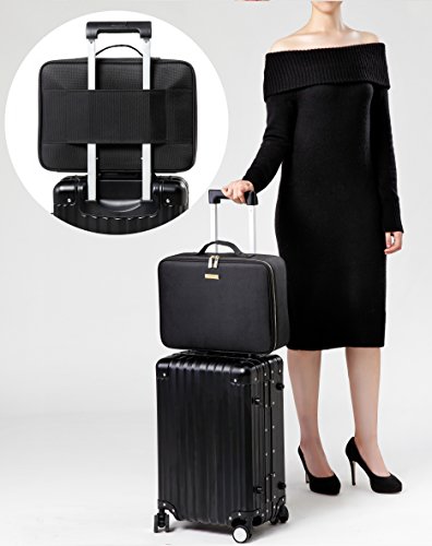 ROWNYEON Travel Makeup Bag Cosmetic Makeup Train Case Artist Makeup Organizer Professional Portable Storage Bag for Women Girl Waterproof EVA Adjustable Dividers 16.1