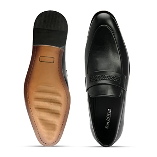 Image of San Frissco Men's Formal Loafers /Slip On Wearable Anti-Slip Leather Loafers for Office /Fashionable Loafers for Men