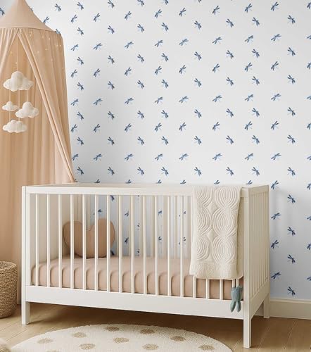 Papier peint autocollant imperméable et lavable bleu libellule