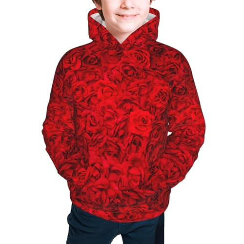 Red Rose Kid Hoodies Boys Sweatshirts Girls Pullover with Pocket3