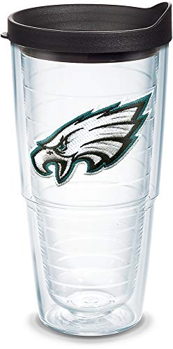 Image of Tervis Made in USA Double Walled NFL Philadelphia Eagles Insulated Tumbler Cup Keeps Drinks Cold & Hot, 24oz - Black Lid, Primary Logo