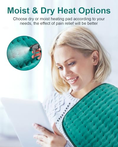 Image of Heating Pad for Period Cramps, Mothers Day Gifts & Birthday Gifts for Women Mom Men Dad, Electric Heating Pads for Abdomen /Waist /Shoulder, 17 inch x 33 inch, 6 Heat Settings, 4 Auto-Off, Teal Green
