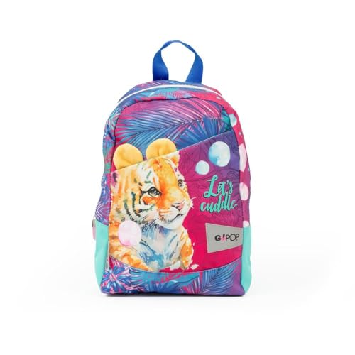 GO POP Zainetto Sweet Jungle Con Ampio Comparto Centrale, Zaino Piccolo per Asilo e Bambine dai 2 Anni a Tema Animali, Spallacci Imbottiti E Maniglia, Per Scuola Materna
