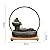 Tabletop Fountains Ceramic Tabletop Fountain with Wooden Base and LED Light Ring Indoor Ceramic Tabletop Fountain for Home Decoration Table Desk Office Patio Indoor Water Fountains