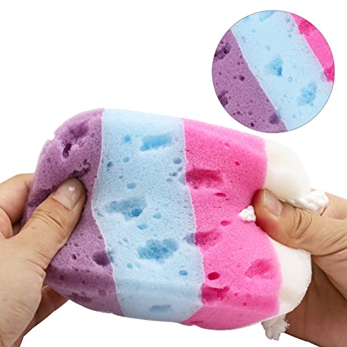 3 Pieces Exfoliating Bath Sponge Body Sponges Shower Loofah Soft Bathing Pouf Foam Lufa Body Scrubber #TOP2