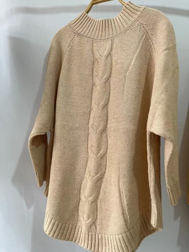 Women Oversized Chunky Cable Knitted Vintage Sweater 2025 Fall Outfits Batwing Sleeve Fashionable Knitted Pullover3