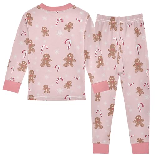 Gingerbread Men Candy Canes Cute Pajama Sets Long Sleeve Top and Pants, Snug Fit Sleepwear for Night Wears2