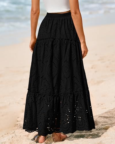 Image of BTFBM Eyelet Long Skirts for Women Beach Vacation