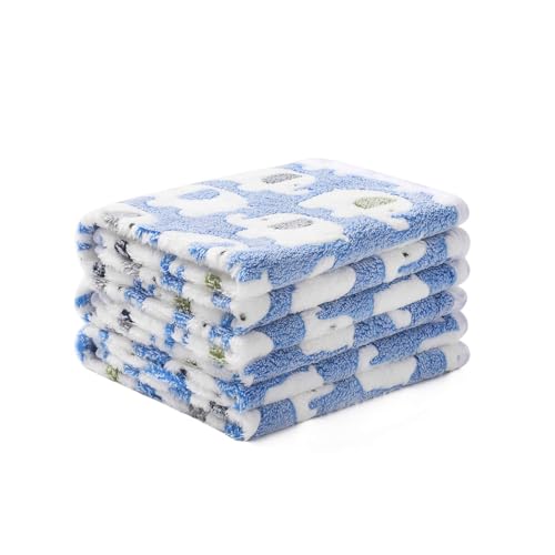 Image of 1 Pack 3 Blankets Super Soft Fluffy Premium Cute Elephant Pattern Pet Blanket Flannel Throw for Dog Puppy Cat Blue Large(41x31 inch)