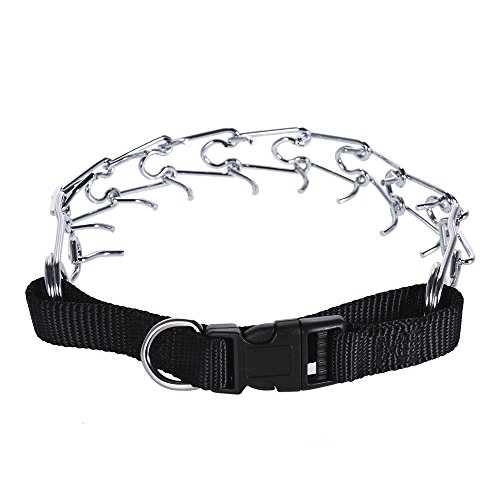 Festnight Dog Prong Collar Pets Training Pinch Engrenagem de aço inoxidável com comprimento ajustáve