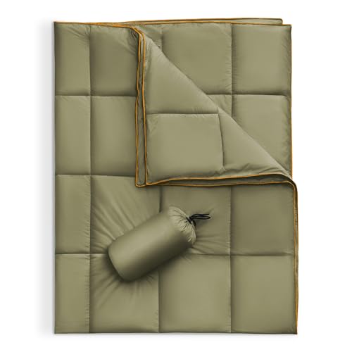 Sonive Campingdecke Reisedecke Ultraleicht,wasserdichte Decke,100% Nylon Warme Outdoor Decke Winddichte für den Außenbereich, leicht, verstaubar,71x101cm,Army Green