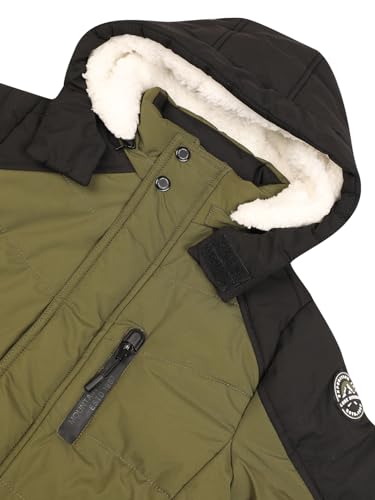 Image of Boys Winter Wear Hooded Puffer Jacket For Kids Green 4-6 Years