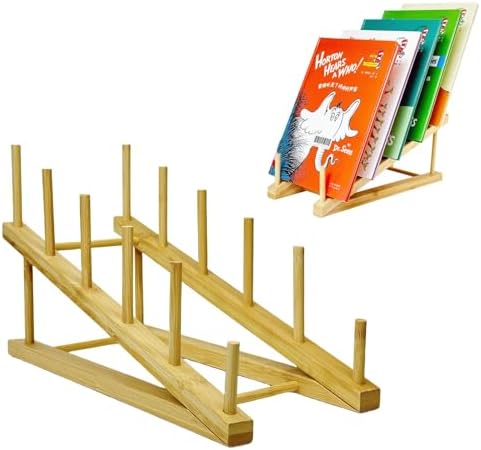 Wooden Book Display Stand Holder, 5-Tier Magazine Rack Organizer