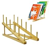 GYSLEOT Book Display Stand Holder, 5-Tier Wooden Book Rack Organizer For Magazines, Tabletop Kids Bookshelf Art Display Shelf For Vendors Craft Trade Shows