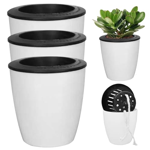 Jardinières à arrosage automatique en résine lot de 3 pots