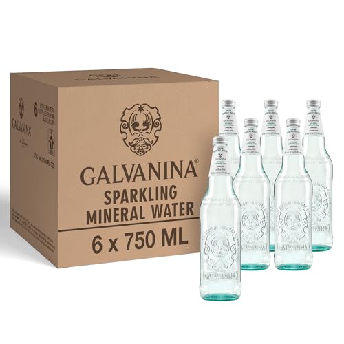 Image of Galvanina Sparkling Mineral Water - Premium Italian Sparkling Mineral Water, 750 ml (6 Glass Bottles) | Bright, Lively Bubbles with Refreshing Finish.