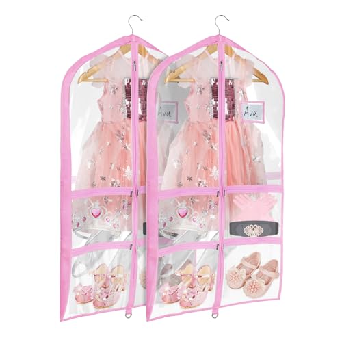 Univivi 40 Inch Dance Costume Garment Bags for Dancers, Pink, 2 Pack