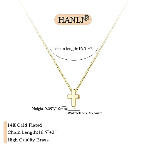 HANLI Cross Necklace, 14k Gold/Silver Plated Dainty Cross with Cubic ZirconiaStone4