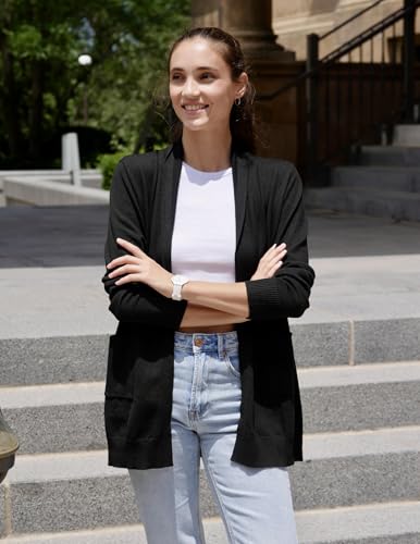 Zeagoo Women Long Cardigan Sweaters Lightweight Open Front Duster Knit Fashion Sweater Coats Trendy Cardigans with Pocket2