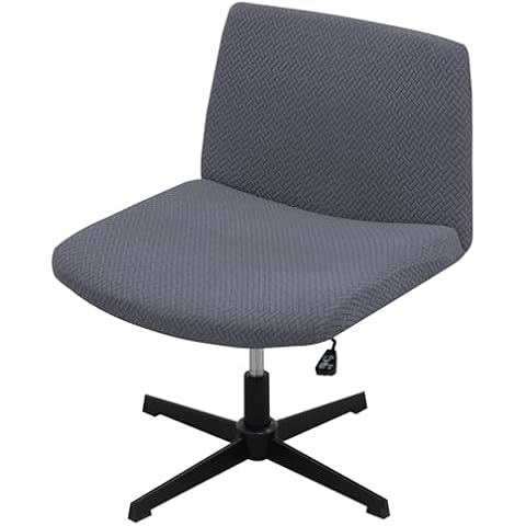 MIFXIN Armless Office Desk Chair Cover Slipcover Stretch Soft Wide Seat Mid Back Accent Chair Swivel Computer Task Vanity Chair Slipcover Furniture Protector Without Arms (Dark Grey) Cover