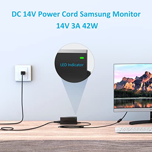 14V Power Cord for Samsung Monitor, 3A AC Adapter, DC 14V, 42W Max, Compatible with Samsung LCD Monitors (DC 14Volt), Black, Barrel Connector, 100-240V AC, 50/60Hz, 1 Count by Basicvolt - Image 7