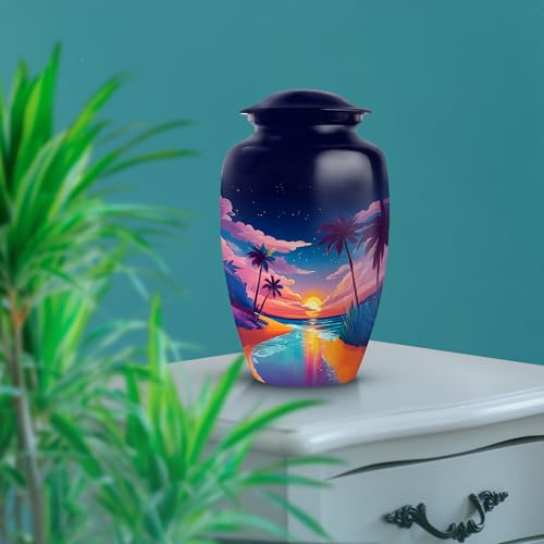 Image of Beach Urn - Keepsakes Urn for Ashes - Combo 1 - Large with 3 Inch Pack of 1 - Cremation Urns for Adult - Funeral Urns for Adult Male & Female - Burial Decorative for Mom & Dad