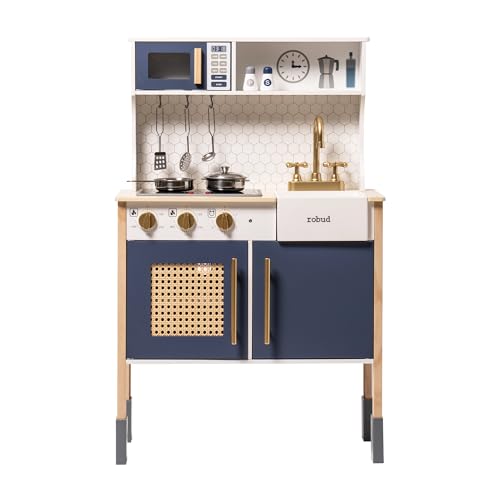 ROBUD Spielküchen aus Holz für Kinder, mit Zubehör, geeignet...