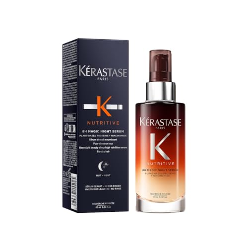 Kérastase Nutritive Nourishing Hair Serum with Niacinamide, Overnight Leave-In Treatment for Dry Hair, Lightweight and Non-Greasy, 8H Magic Night Serum, 90 ml