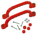 HOQ 1 Paar Premium Haltegriffe - 2 Stück hochwertige Kunststoff-Griffe - Handläufe 240x75 mm - für Stelzenhäuser, Hochbetten, Spielhäuser und Spieltürme - Rot