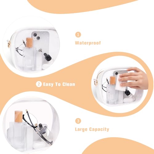 Rancco Clear Bag for Stadium Events, Clear Crossbody Bag Stadium Approved with 26.4inch Adjustable Strap, Clear Purses for Women Stadium Crossbody Shoulder Concert Security Check, PVC, 8.3x2.6x6.5inch4