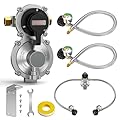Alloxity 2-Stage Auto Changeover Rv Propane Regulator 2 Tank 18" Inch LP Pigtail Propane Hose with Gauge, QCC1 Dual Propane Tank Hose with Regulator Pressure, 3/8" NPT Female Outer, for rv Trailer