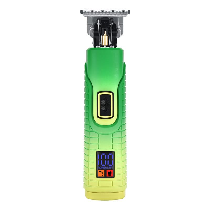 Image of WMARK NG-319 Digital Display Detail Trimmer Pro Li Outliner Cordless T Blade Hair Clipper 0.1 Gap Outlining for Barbers 0.1mm balding Shape up 6500 RPM Powerful rotary Motor Runtime 180 min, Green,Men