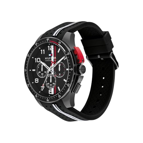 Image of Tommy Hilfiger Bank Quartz Analog with Black Dial Black Silicone Strap Watch for Men - TH1792168