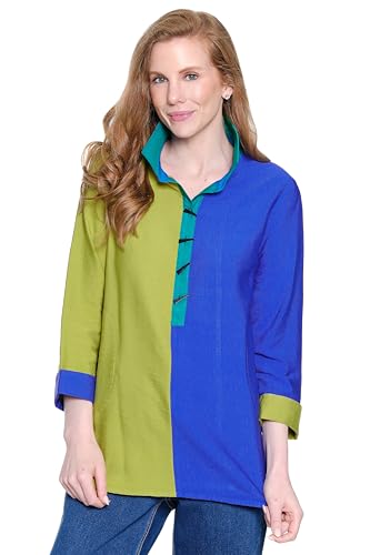 Ali Miles Woven Button Front Popover Tunic for Women