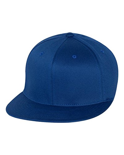 Flexfit Wooly Twill Pro Baseball On-Field Shape Cap With Flat Bill (6297F)- ROYAL, L/XL